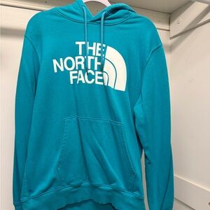 The North Face Turquoise Hoodie with White Logo